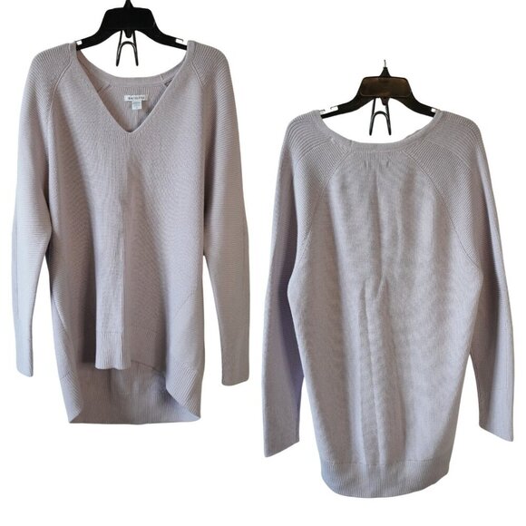 Athleta, Merino Wool Hanover V-Neck Long Sleeve Sweater, Dove, Lilac, Purple - Picture 2 of 7